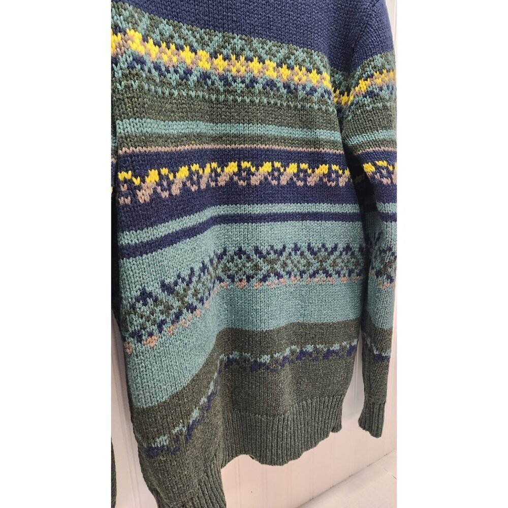 CHUP Vintage-Inspired Crewneck Knit Sweater With Multicolor Nordic Stripes & Pat - Picture 7 of 10